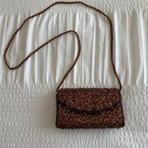 Chic Beaded Brown crossbody Clutch